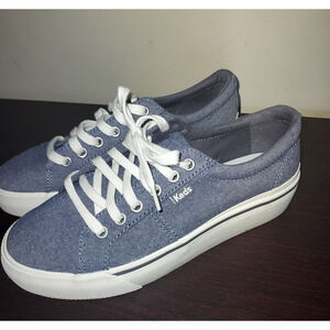 Keds Women's Sneakers 6.5M Platform Lace Up Low Top Jump Kick Duo Chambray Blue